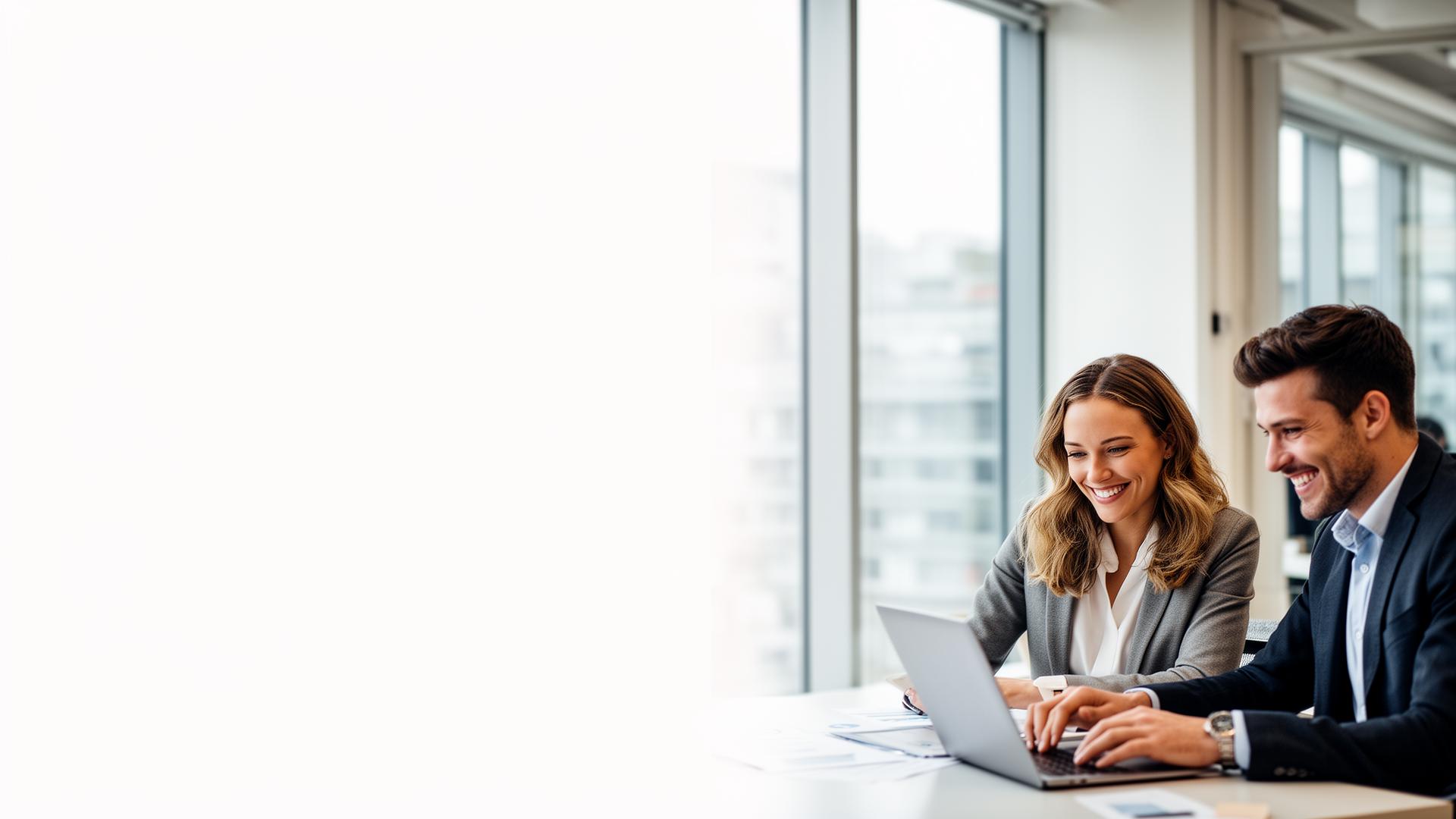Two business owners working together at a laptop
